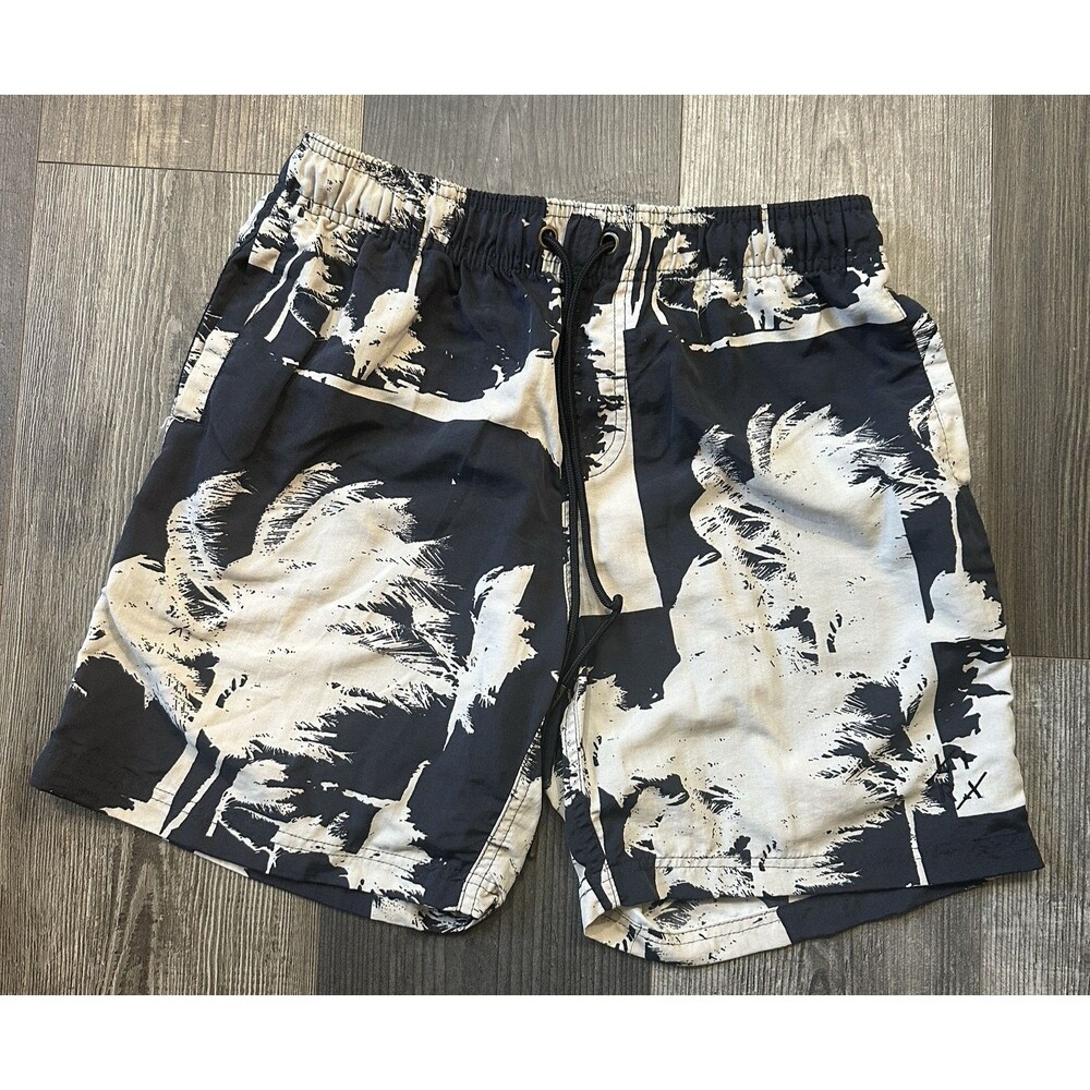 Lira Swim Trunks Mens Small Hawaiian Palm Tree Shorts Surf Monocromatic Beach
